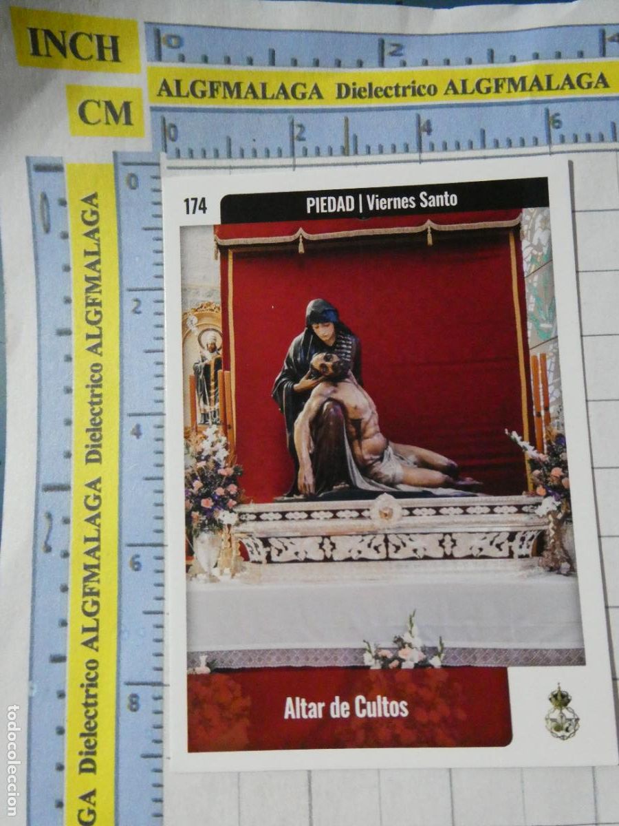 Trading cards: TARJETA TRADING CARD CROMO RELIGIOSO SEMANA SANTA M&Aacute;LAGA. HOLY CARDS. 174 LA PIEDAD