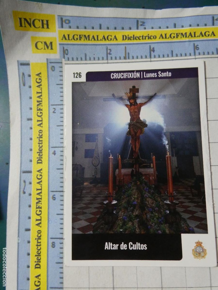 Trading cards: TARJETA TRADING CARD CROMO RELIGIOSO SEMANA SANTA M&Aacute;LAGA. HOLY CARDS. 126 ALTAR CRUCIFIXI&Oacute;N