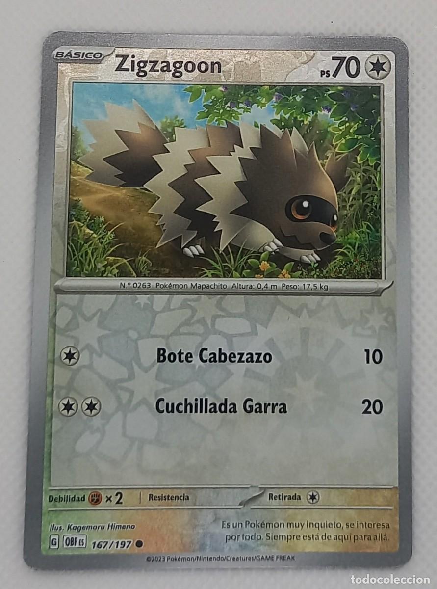 Trading cards: Carta Pok&eacute;mon - Zigzagoon 167/197 Reverse Holo - Obsidiana en Llamas - 2023
