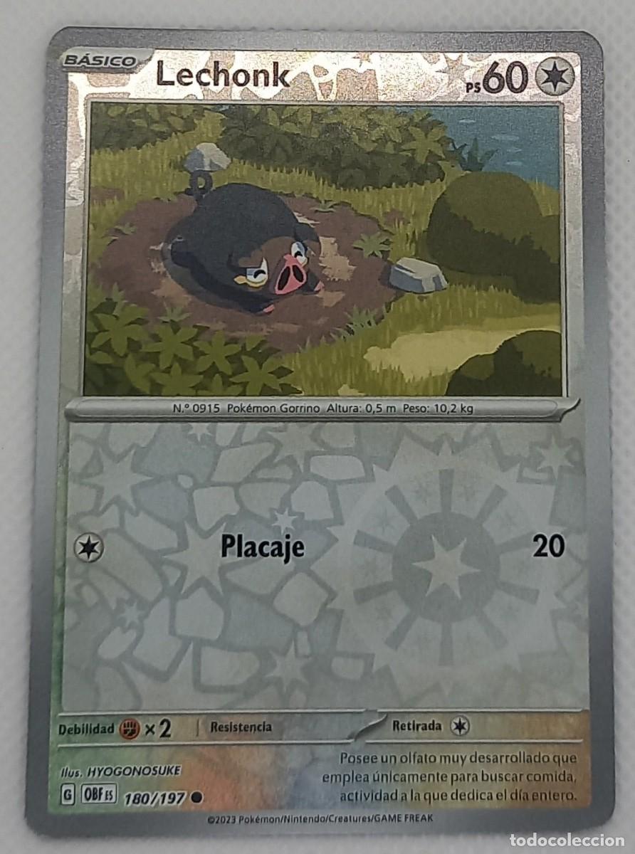 Trading cards: Carta Pok&eacute;mon - Lechonk 180/197 Reverse Holo - Obsidiana en Llamas - 2023