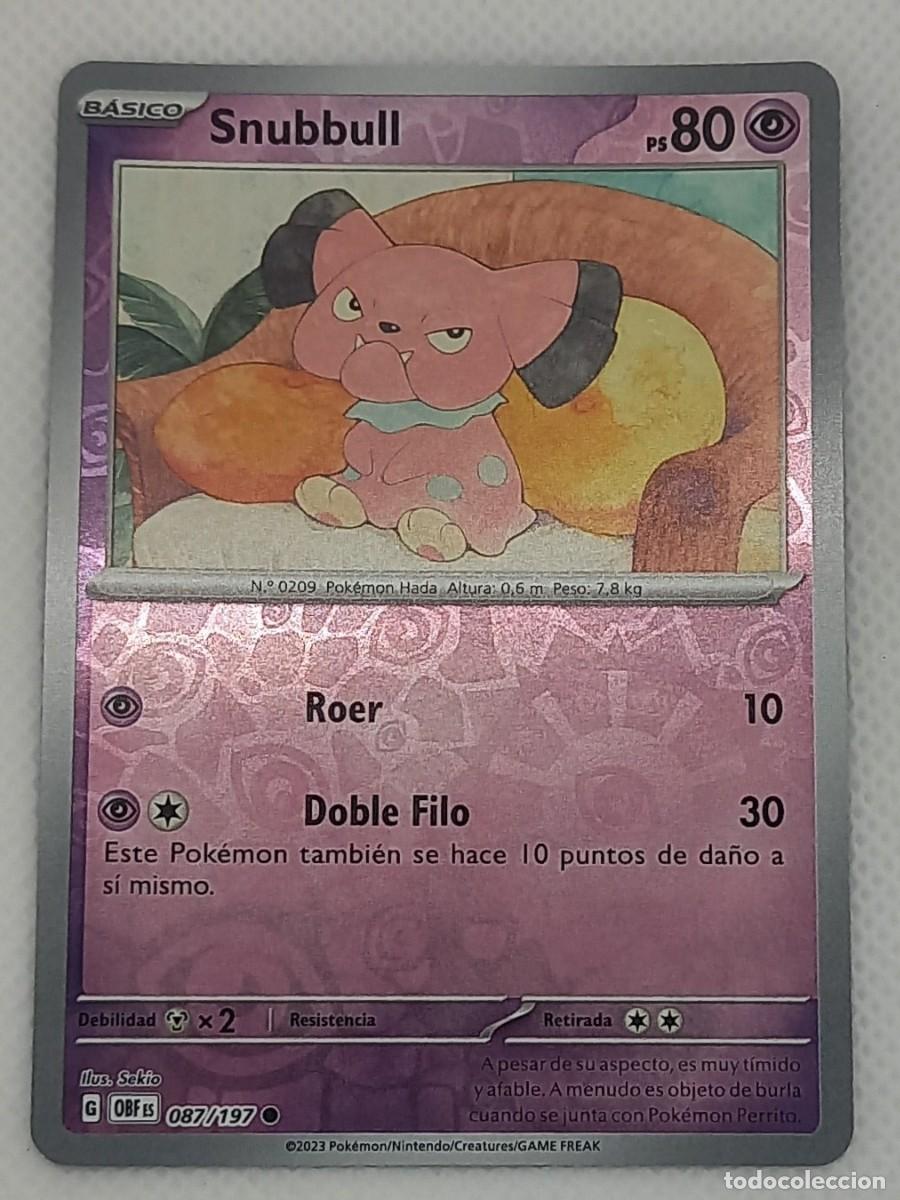 Trading cards: Carta Pok&eacute;mon - Snubbull 087/197 Reverse Holo - Obsidiana en Llamas - 2023