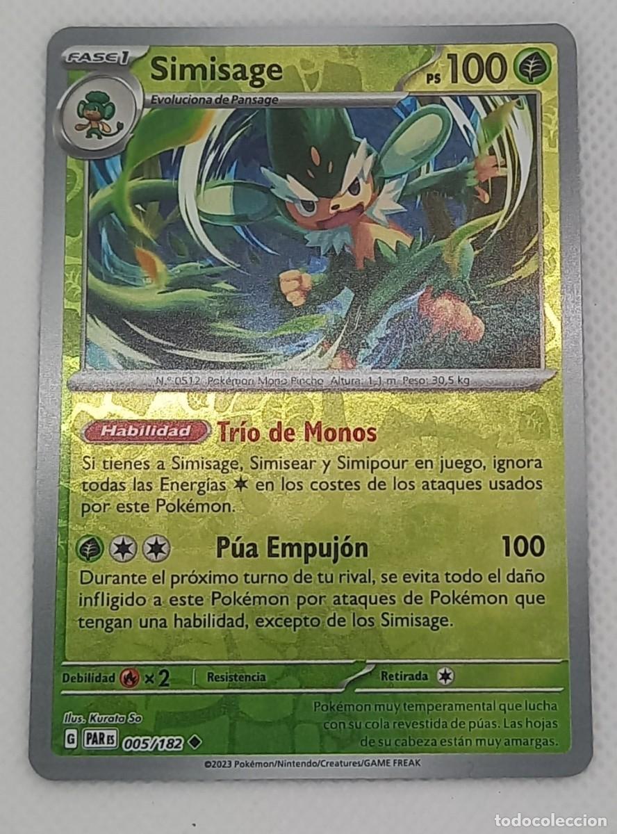 Trading cards: Carta Pok&eacute;mon - Simisage 005/182 Reverse Holo - Brecha Paradoja - 2023
