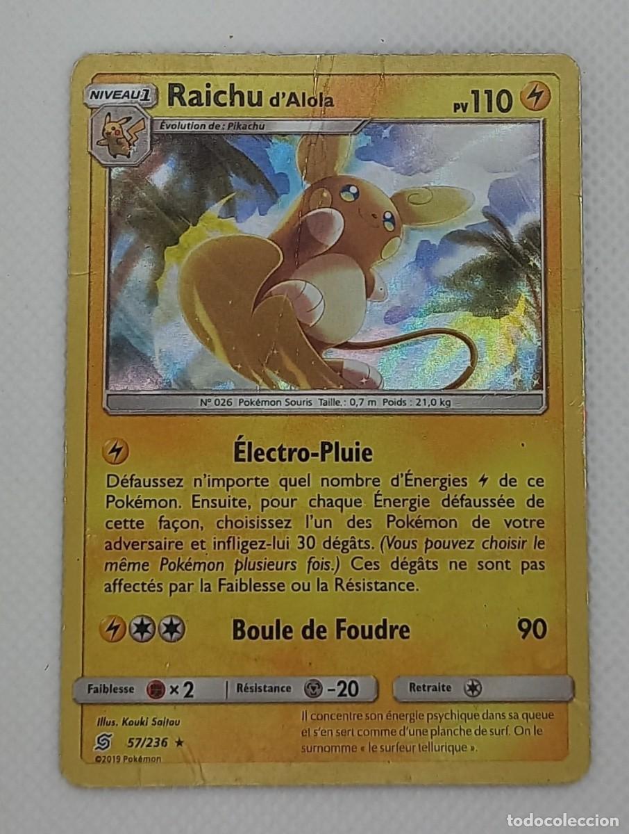 Trading cards: Carta Pok&eacute;mon - Raichu de Alola 57/236 Holo - Mentes Unificadas - FRANC&Eacute;S / DA&Ntilde;ADA