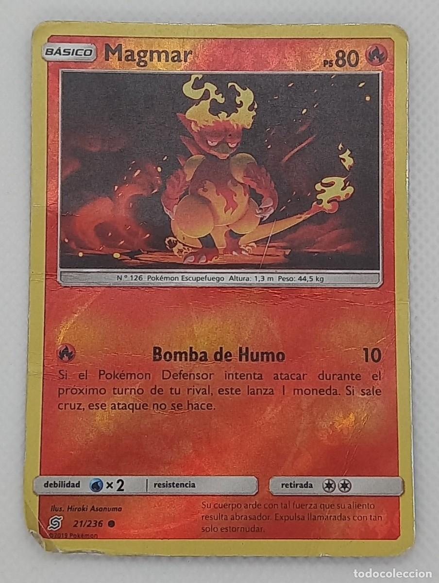 Trading cards: Carta Pok&eacute;mon - Magmar 21/236 Reverse Holo - Mentes Unificadas - 2019 - DA&Ntilde;ADA