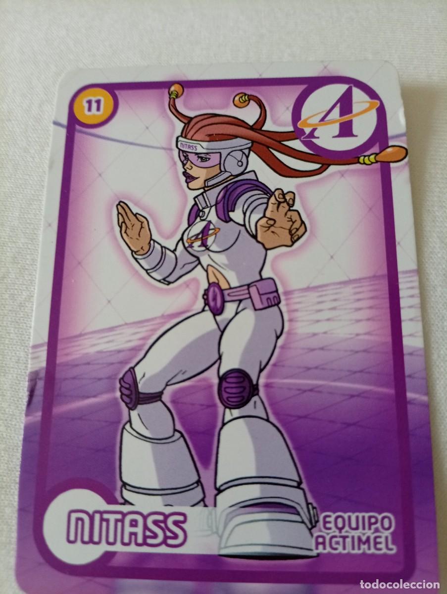 Trading cards: Carta coleccionable de Nitass, n&uacute;mero 11, del equipo Actimel de Panini. - Personaje: Nitass - N&uacute;mer