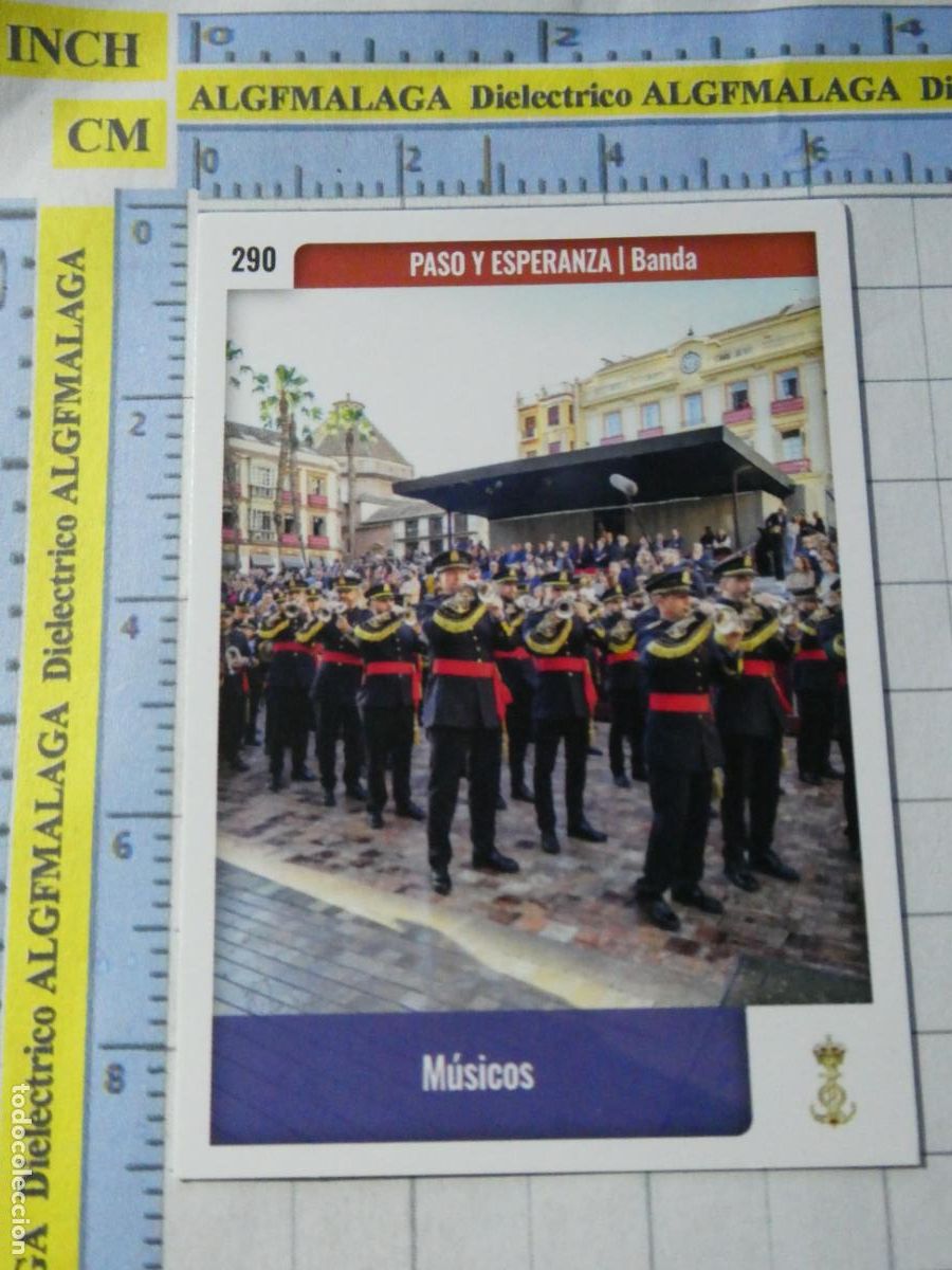 Trading cards: TARJETA TRADING CARD CROMO RELIGIOSO SEMANA SANTA M&Aacute;LAGA. HOLY CARDS. 290 M&Uacute;SICOS PASO ESPERANZA