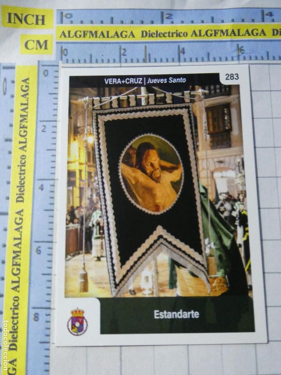 Trading cards: TARJETA TRADING CARD CROMO RELIGIOSO SEMANA SANTA M&Aacute;LAGA. HOLY CARDS. 283 ESTANDARTE VERA CRUZ