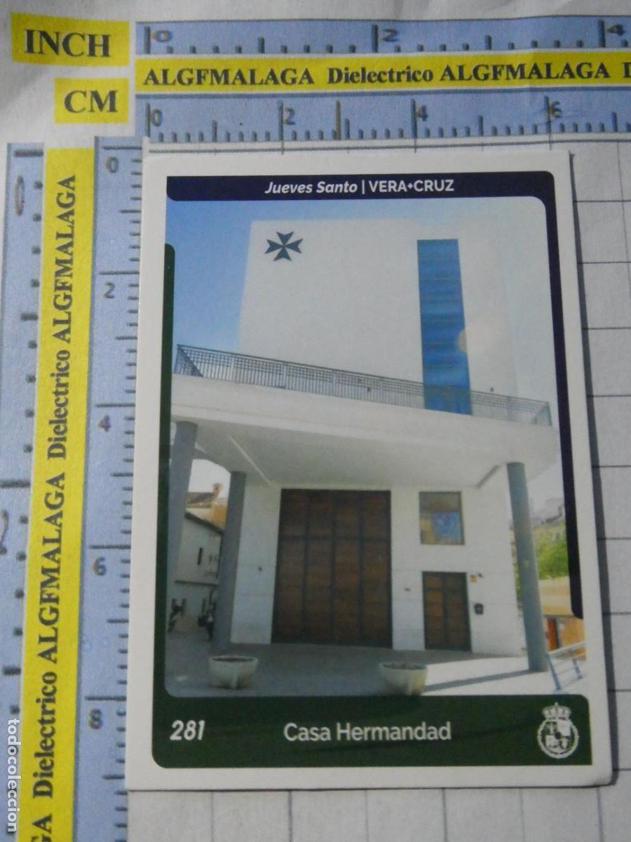 Trading cards: TARJETA TRADING CARD CROMO RELIGIOSO SEMANA SANTA M&Aacute;LAGA. HOLY CARDS. 281 VERA CRUZ CASA HERMANDAD