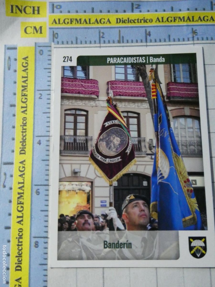 Trading cards: TARJETA TRADING CARD CROMO RELIGIOSO SEMANA SANTA M&Aacute;LAGA. HOLY CARDS. 274 PARACAIDISTAS BANDA MUSICA