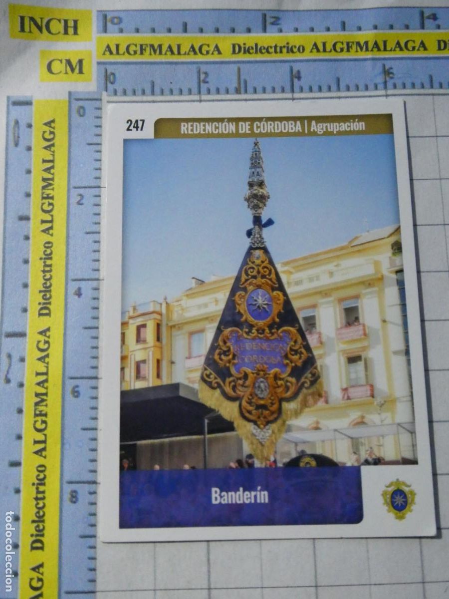 Trading cards: TARJETA TRADING CARD CROMO RELIGIOSO SEMANA SANTA M&Aacute;LAGA HOLY CARDS. 247 REDENCI&Oacute;N C&Oacute;RDOBA BANDER&Iacute;N