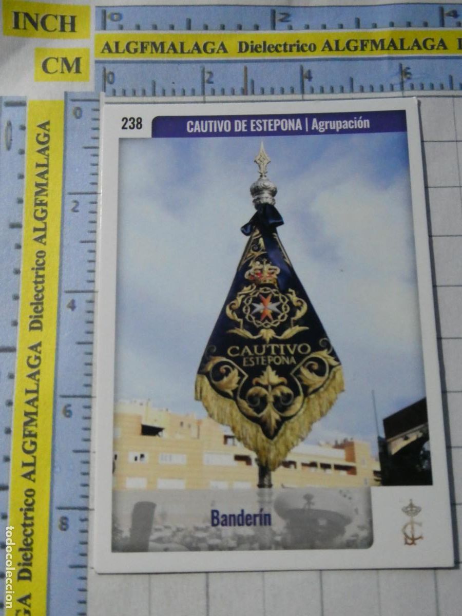 Trading cards: TARJETA TRADING CARD CROMO RELIGIOSO SEMANA SANTA M&Aacute;LAGA HOLY CARDS. 238 CAUTIVO ESTEPONA BANDERIN