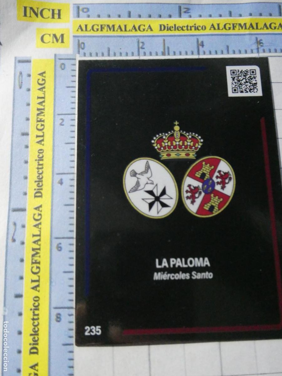 Trading cards: TARJETA TRADING CARD CROMO RELIGIOSO SEMANA SANTA M&Aacute;LAGA HOLY CARDS. 235 LA PALOMA ESCUDO