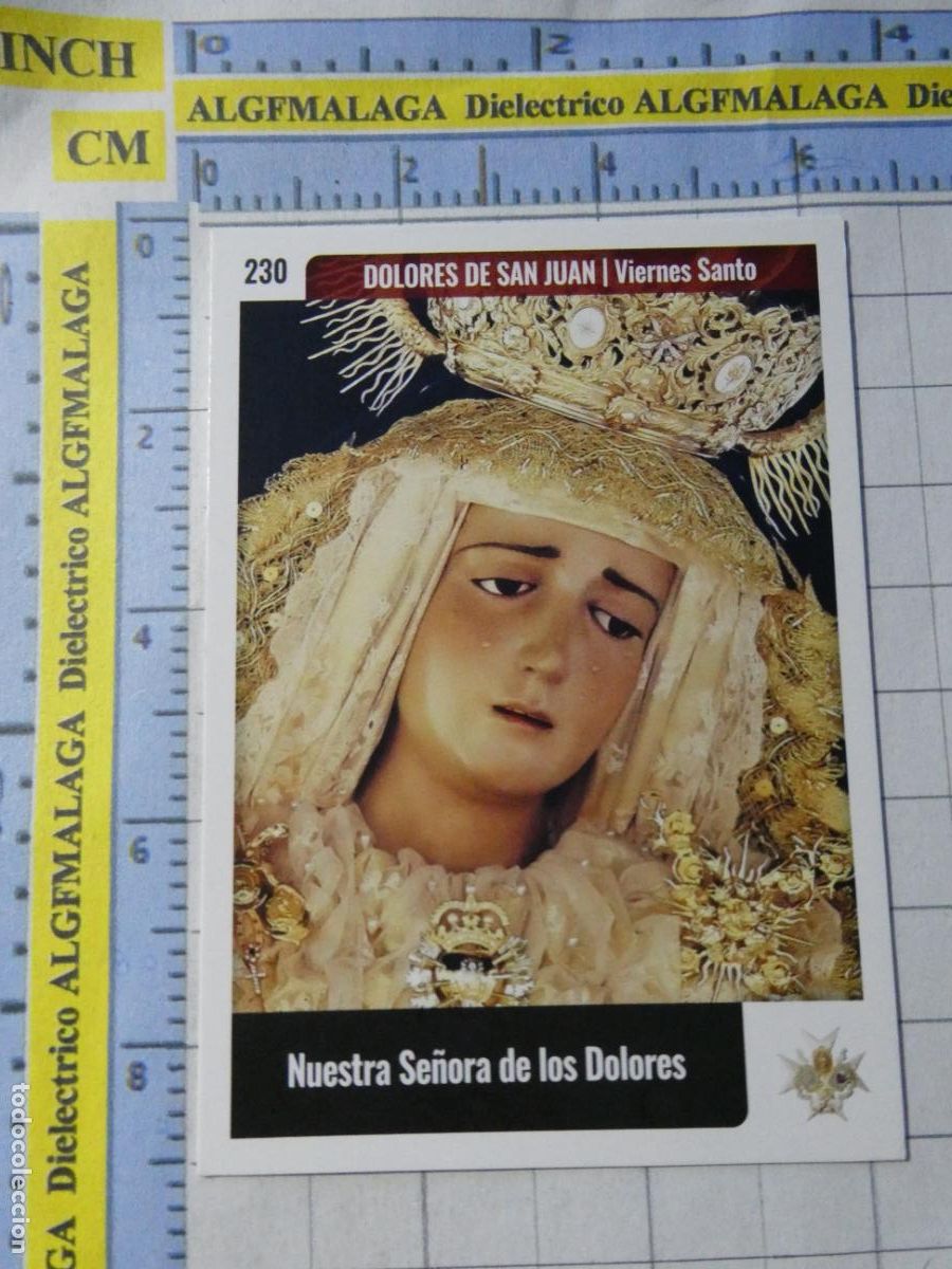 Trading cards: TARJETA TRADING CARD CROMO RELIGIOSO SEMANA SANTA M&Aacute;LAGA HOLY CARDS. 230 DOLORES DE SAN JUAN VIRGEN