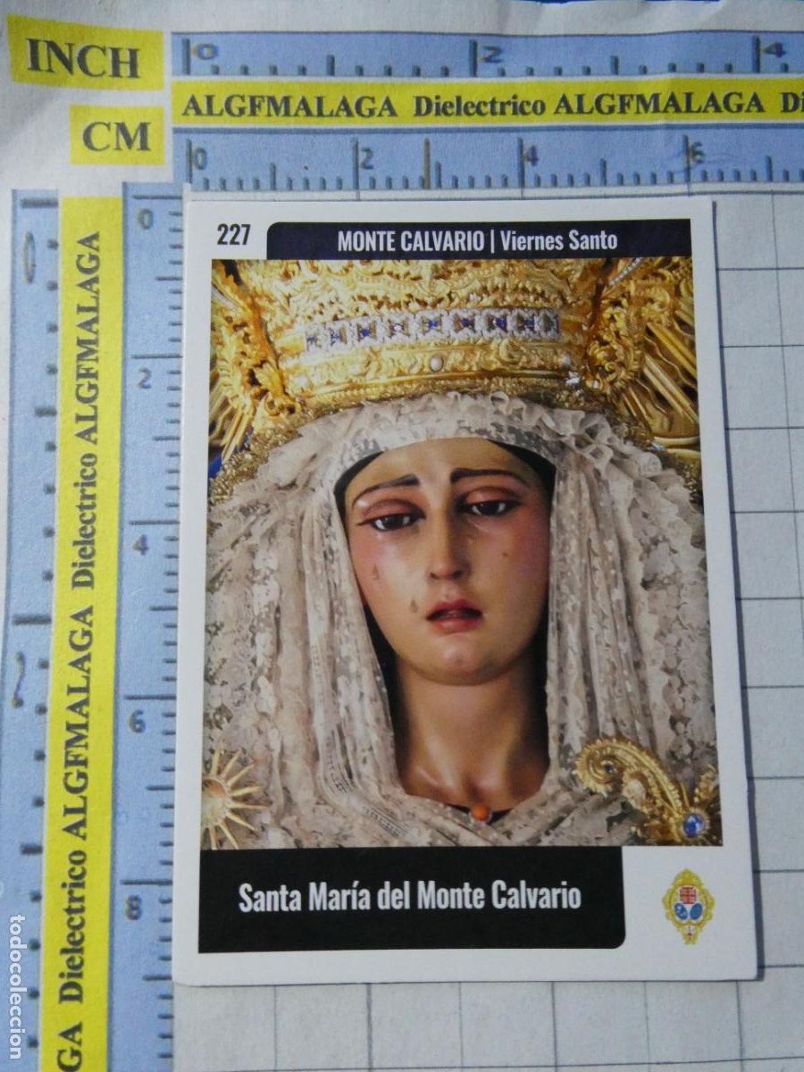 Trading cards: TARJETA TRADING CARD CROMO RELIGIOSO SEMANA SANTA M&Aacute;LAGA HOLY CARDS. 227 MONTE CALVARIO VIRGEN