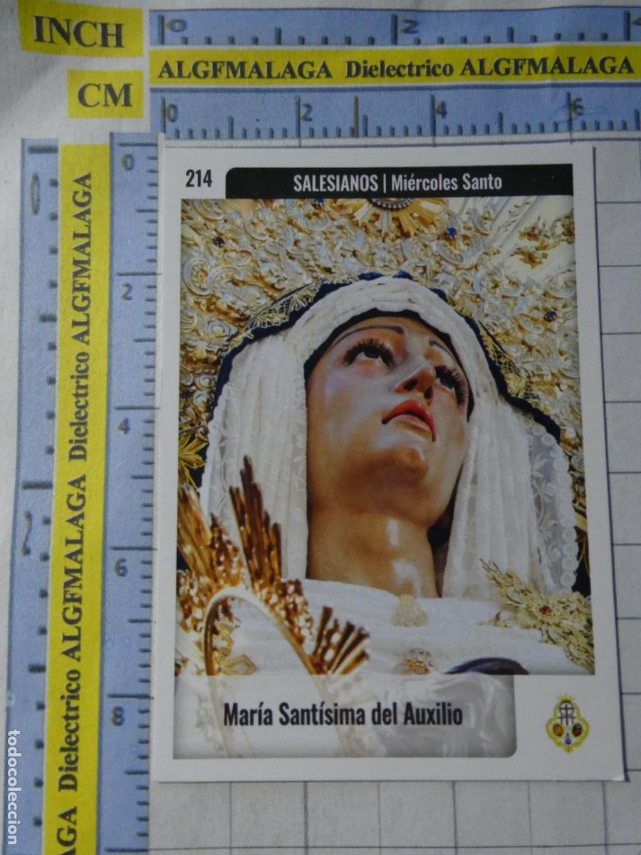 Trading cards: TARJETA TRADING CARD CROMO RELIGIOSO SEMANA SANTA M&Aacute;LAGA HOLY CARDS. 214 SALESIANOS AUXILIO