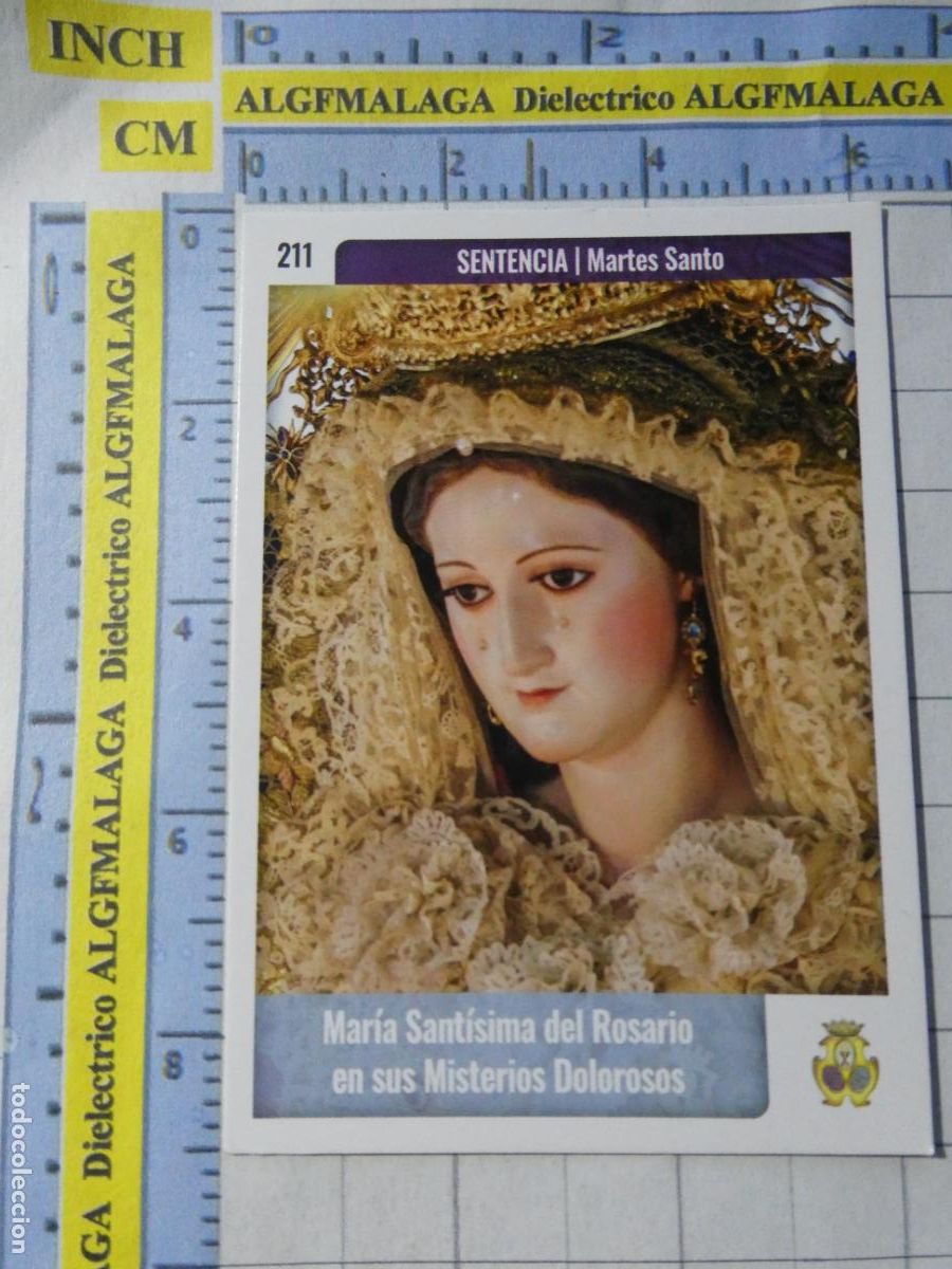 Trading cards: TARJETA TRADING CARD CROMO RELIGIOSO SEMANA SANTA M&Aacute;LAGA HOLY CARDS. 211 SENTENCIA VIRGEN ROSARIO