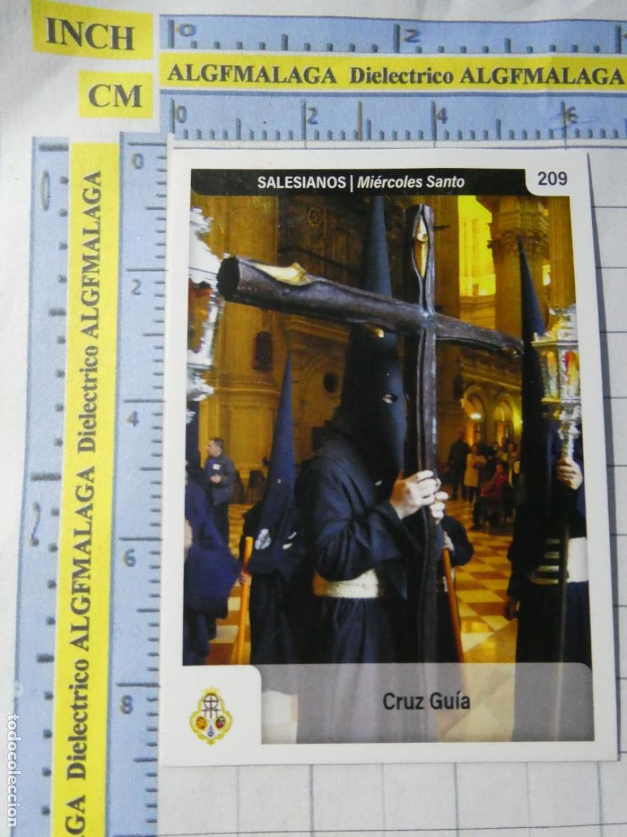 Trading cards: TARJETA TRADING CARD CROMO RELIGIOSO SEMANA SANTA M&Aacute;LAGA HOLY CARDS. 209 SALESIANOS CRUZ GU&Iacute;A