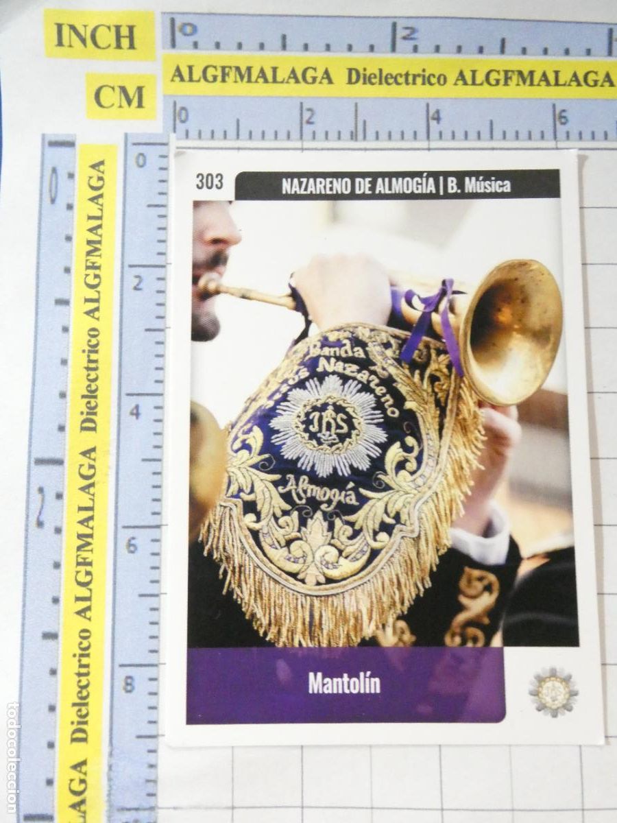 Trading cards: TARJETA TRADING CARD CROMO RELIGIOSO SEMANA SANTA M&Aacute;LAGA HOLY CARDS. 303 NAZARENO ALMOG&Iacute;A MANTOL&Iacute;N