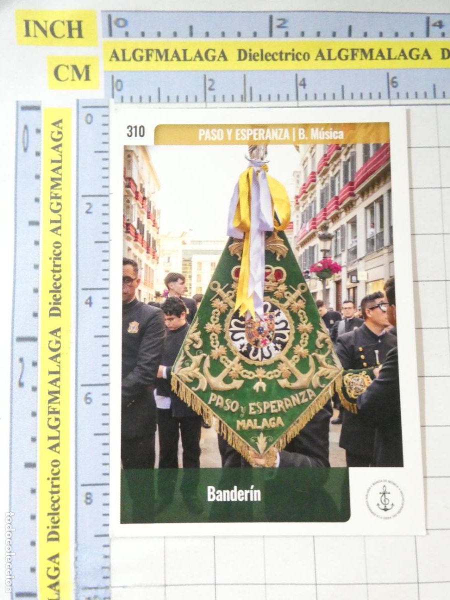 Trading cards: TARJETA TRADING CARD CROMO RELIGIOSO SEMANA SANTA M&Aacute;LAGA HOLY CARDS. 310 PASO ESPERANZA BANDERIN