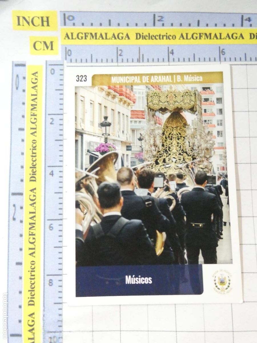 Trading cards: TARJETA TRADING CARD CROMO RELIGIOSO SEMANA SANTA M&Aacute;LAGA HOLY CARDS. 323 BANDA MUNICIPAL ARAHAL