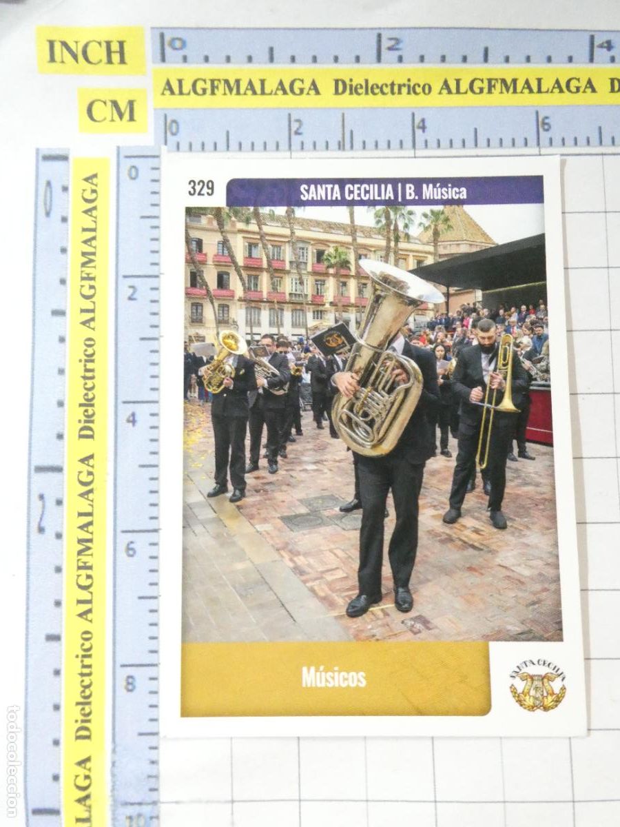 Trading cards: TARJETA TRADING CARD CROMO RELIGIOSO SEMANA SANTA M&Aacute;LAGA HOLY CARDS. 329 BANDA M&Uacute;SICA SANTA CECILIA