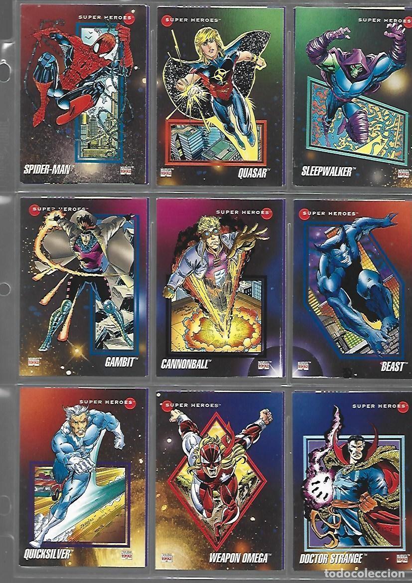 Trading cards: Marvel, 1992, completa, 200 cards + 5 hologramas, Impel, muy buen estado, con hojas. Caja DA