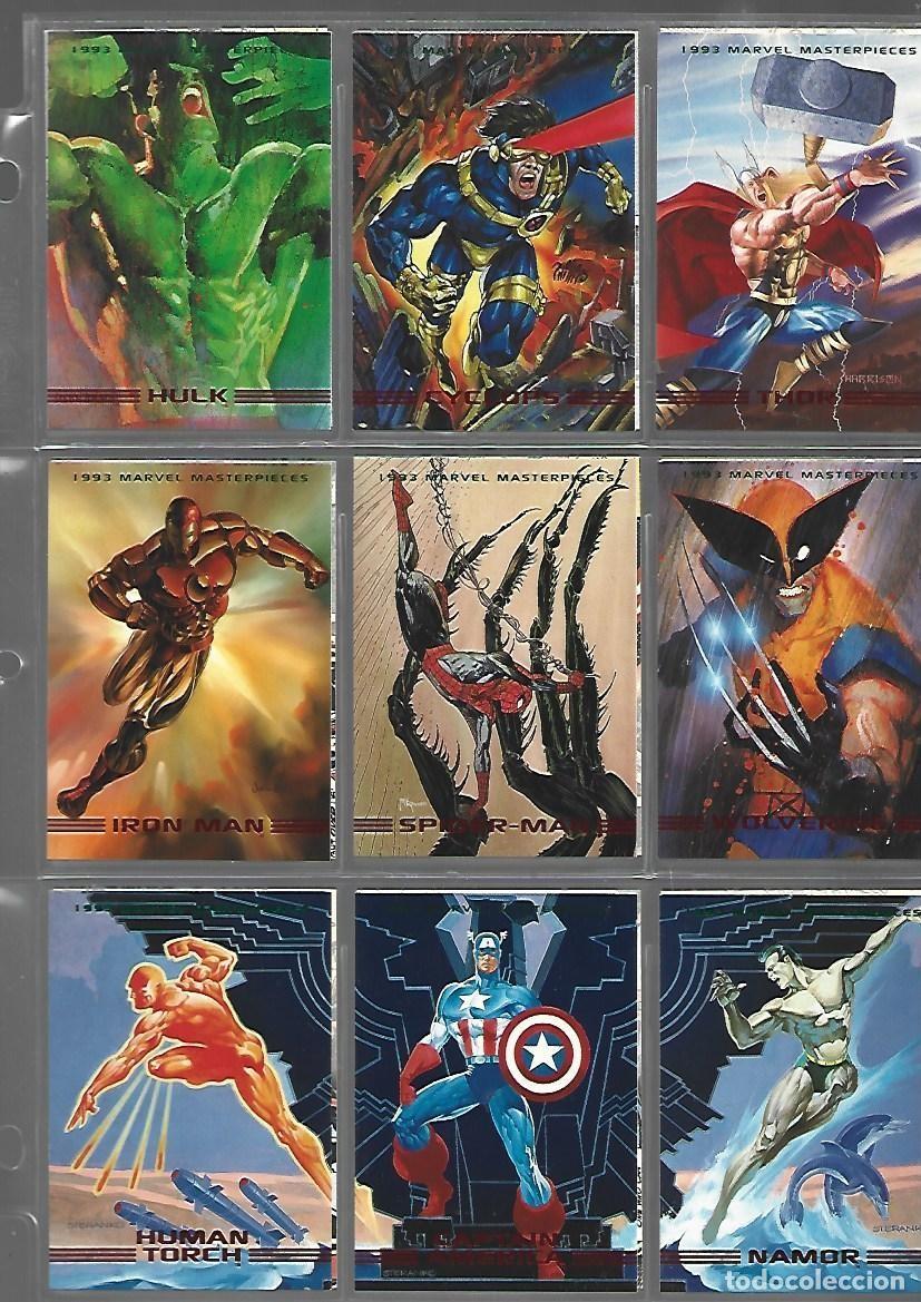 Trading cards: Marvel Masterpieces, 1993, completa, 90 cards, SkyBox con hojas, muy buen estado. Caja DA