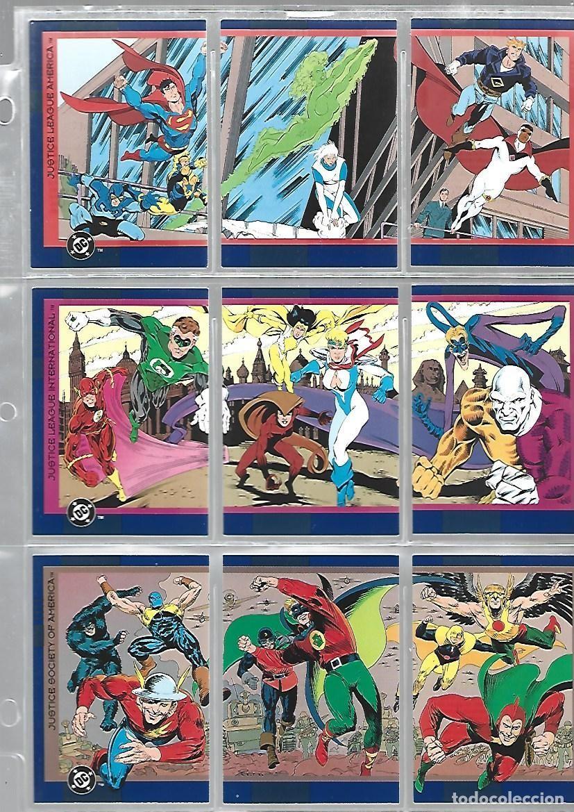 Trading cards: DC, 1993, completa, 150 cards, SkyBox, muy buen estado, con hojas. Caja DA