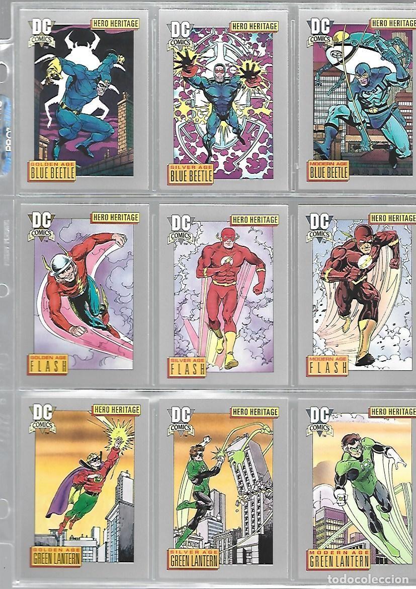 Trading cards: DC, series I, 1992, completa, 180 cards, muy buen estado, con hojas. Caja DA