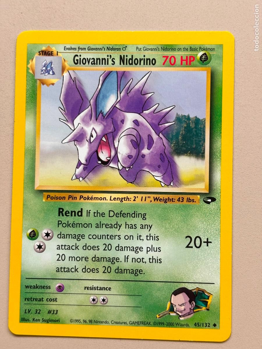 Trading cards: POKEMON TCG - GIOVANNI'S NIDORINO ( GYM CHALLENGE # 45 )