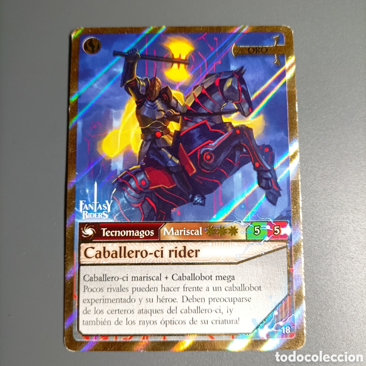 Trading cards: CARTA COLECCI&Oacute;N. FANTASY RIDERS 2018. №18 CABALLERO-CI RIDER / ORO