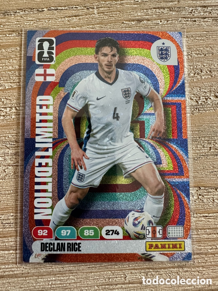 Trading cards: DECLAN RICE INGLATERRA LIMITED EDITION FIFA WORLD CUP 2026 USA CAN MEX MUNDIAL 26 PANINI