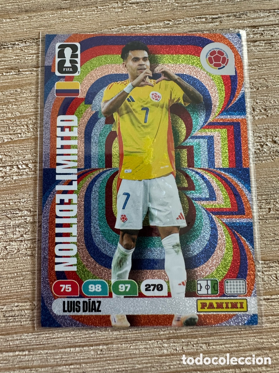 Trading cards: LUIS DIAZ COLOMBIA LIMITED EDITION FIFA WORLD CUP 2026 USA CAN MEX MUNDIAL 26 PANINI