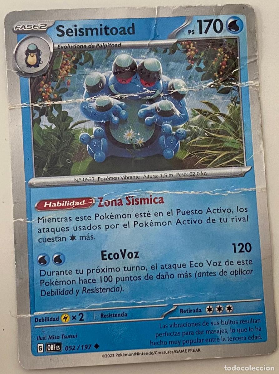 Trading cards: Trading card de Pok&eacute;mon. Seismitoad. 052 / 197. Colecci&oacute;n 2023. Edici&oacute;n en espa&ntilde;ol. Estado aceptable