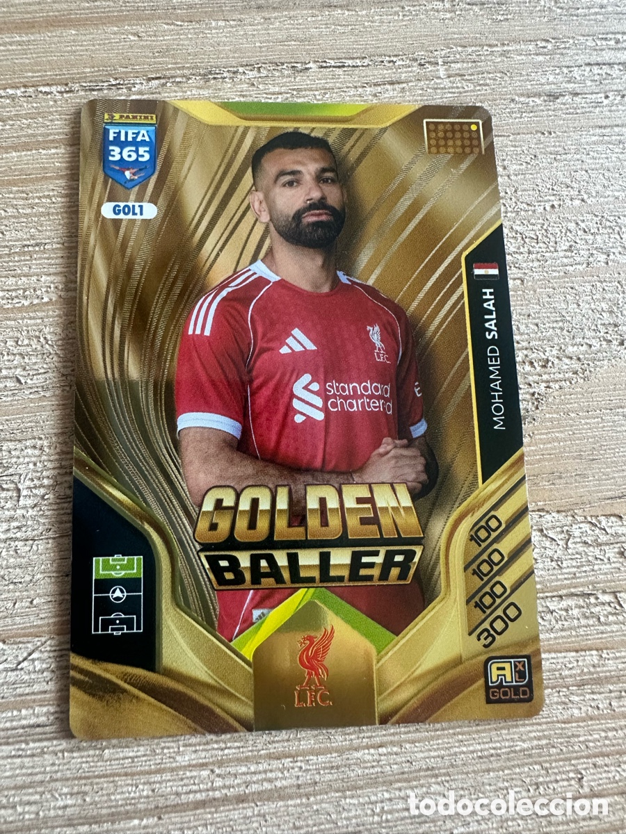 Trading cards: MOHAMED SALAH LIVERPOOL GOLDEN BALLER GOL1 FIFA 365 ADRENALYN XL 2026 PANINI