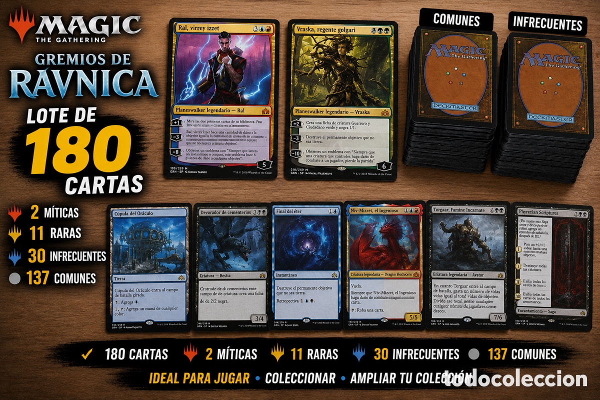 Trading cards: Magic The Gathering - Lote 180 cartas Gremios de R&aacute;vnica