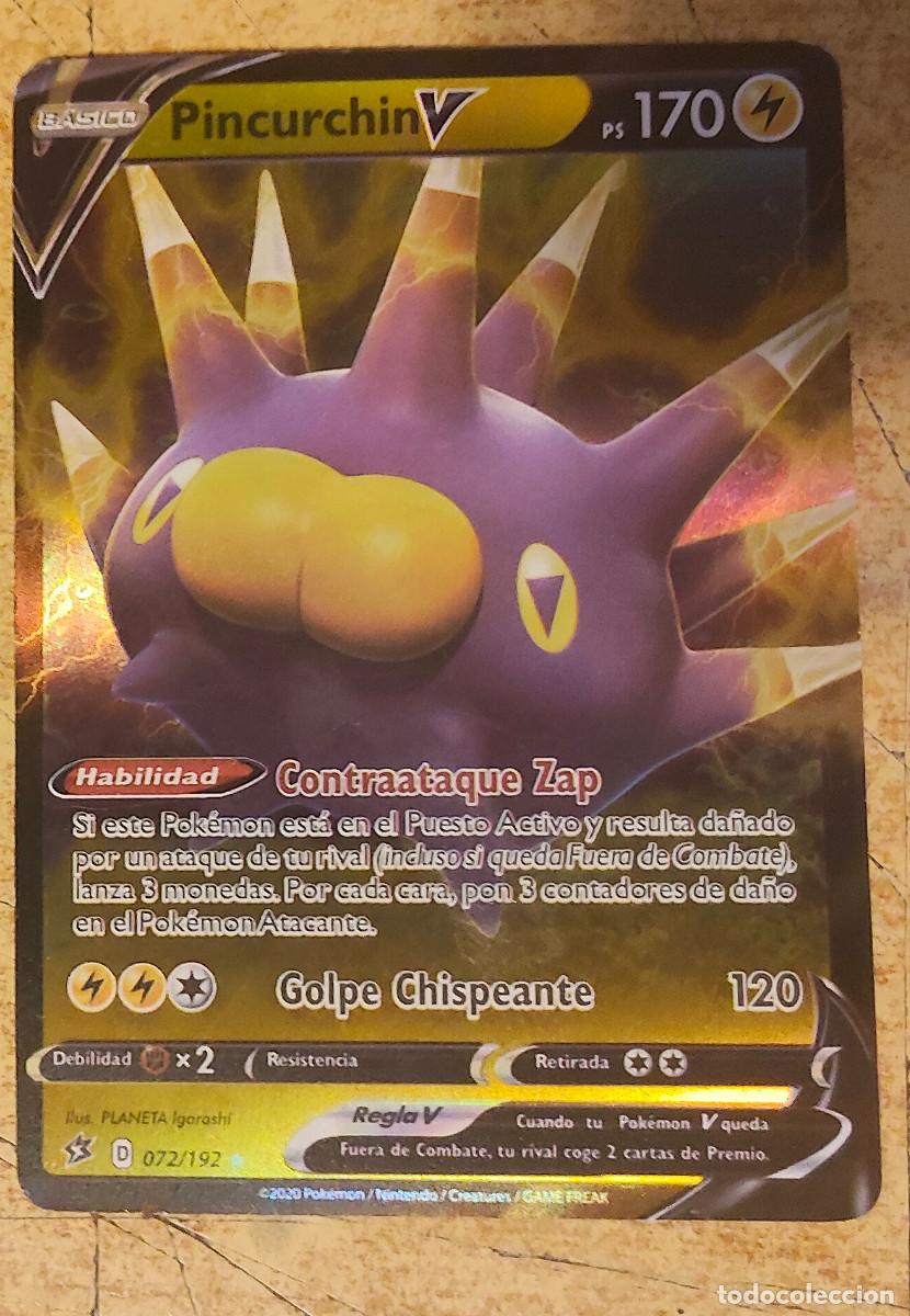 Trading cards: CARTA POKEMON. BASIC. PINCURCHIN V. HOLOGRAMA. ARTE COMPLETO.