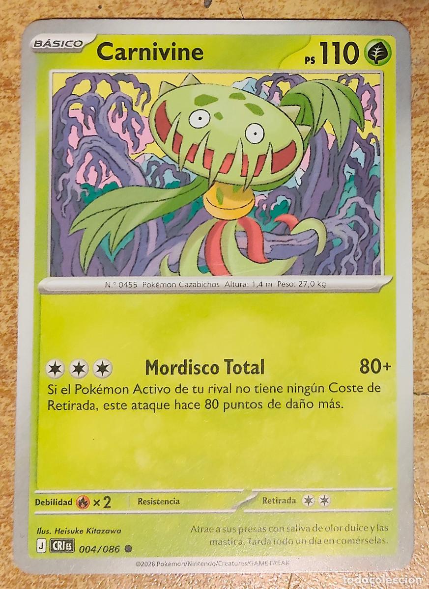 Trading cards: Carnivine Pok&eacute;mon de tipo Planta Energ&iacute;a Planta B&aacute;sica. Es la carta n.&ordm; 004/086 Caos creciente