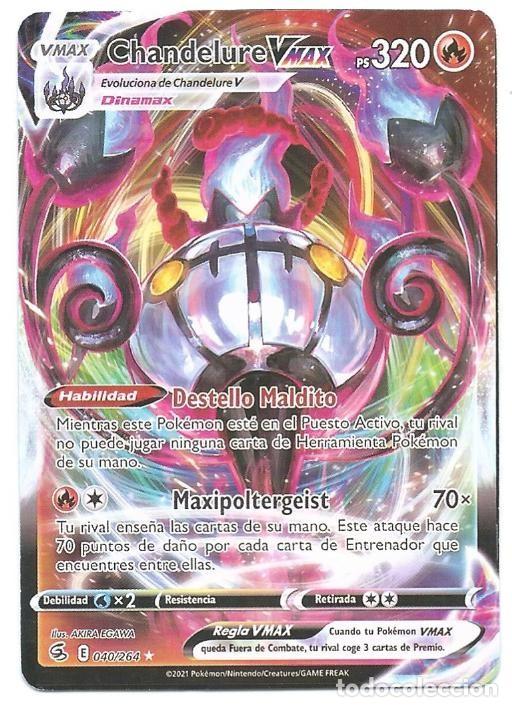 Trading cards: POK&Eacute;MON: Chandelure VMAX #40 PS 320 Destello Maldito (espanhol)