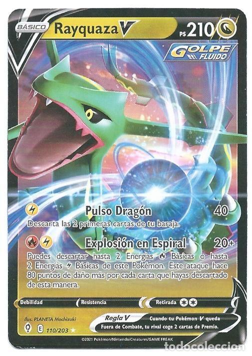 Trading cards: POK&Eacute;MON: Rayquaza V #110 PS 210 GOLPE FLUIDO (espanhol)