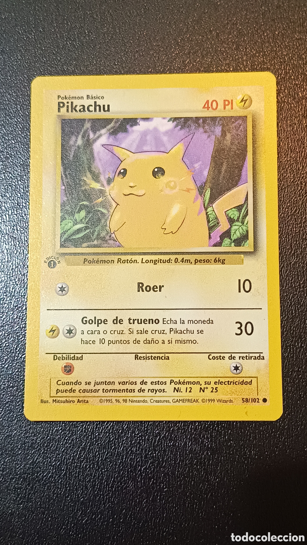 Trading cards: Pokemon Pikachu 58/102 Base Set Primera Edici&oacute;n En Castellano