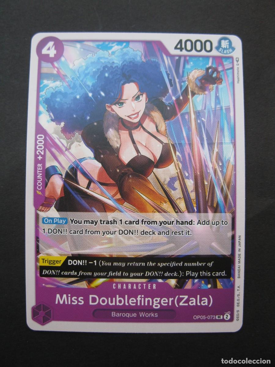Trading cards: CARTA - ONE PIECE - TRADING CARD - MISS DOUBLEFINGER (ZALA) - EN INGL&Eacute;S - BANDAI.