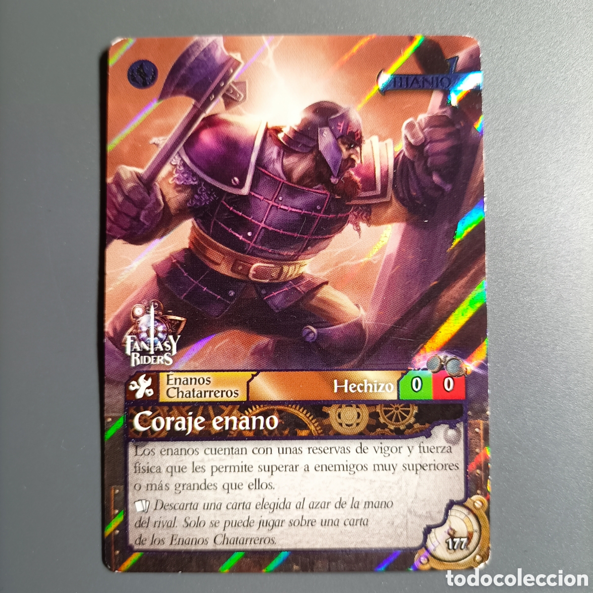 Trading cards: CARTA COLECCI&Oacute;N. FANTASY RIDERS 2018. №177 CORAJE ENANO / TITANIO
