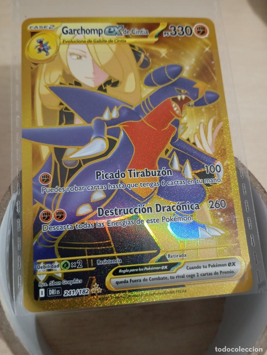 Trading cards: Carta Pok&eacute;mon Garchomp ex de Cintia Original Oficial DRI 241 dorada