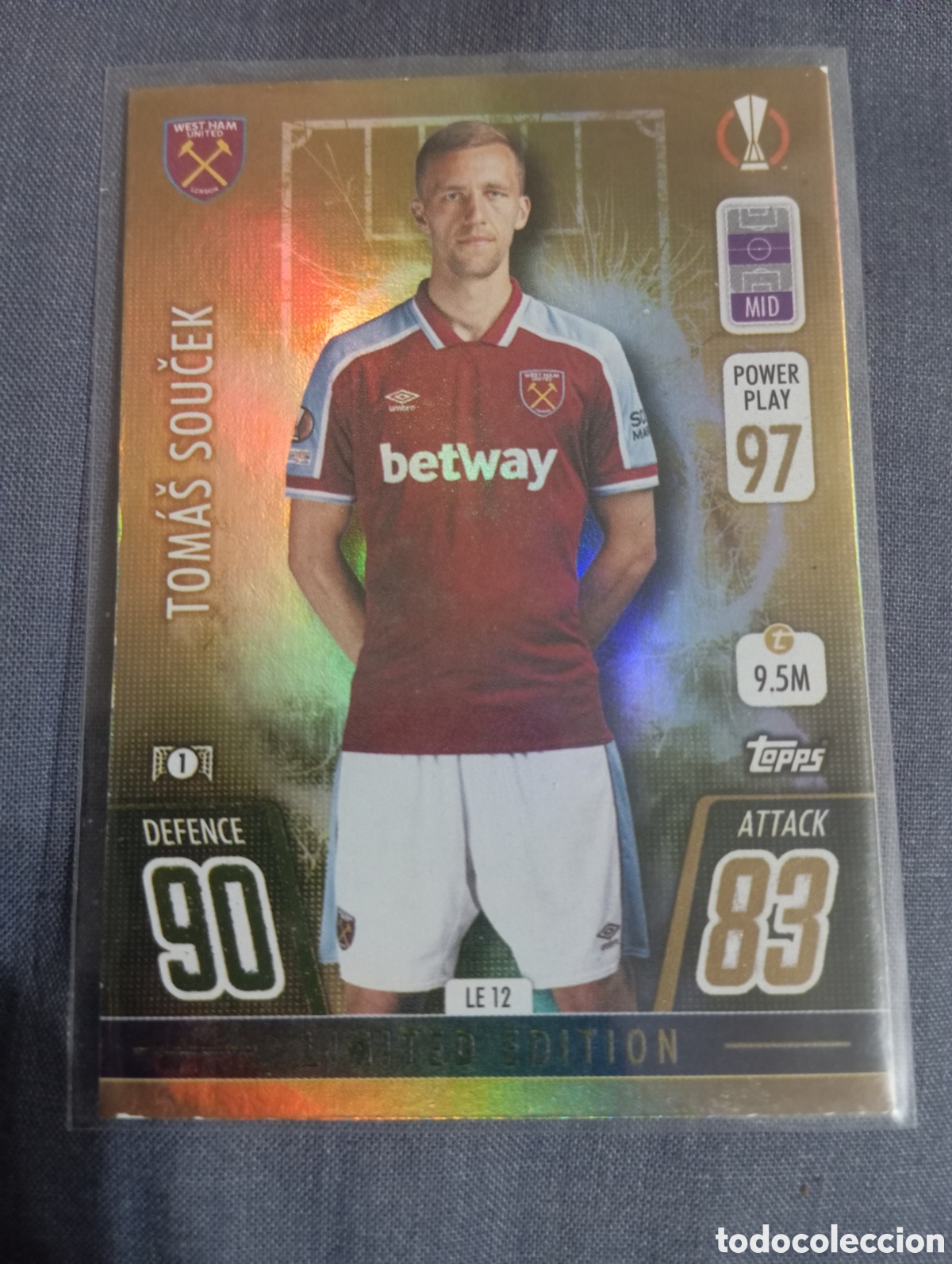 Trading cards: Tomas Soucek West Ham United LIMITED EDITION LE 12 / MATCH ATTAX 2021/2022