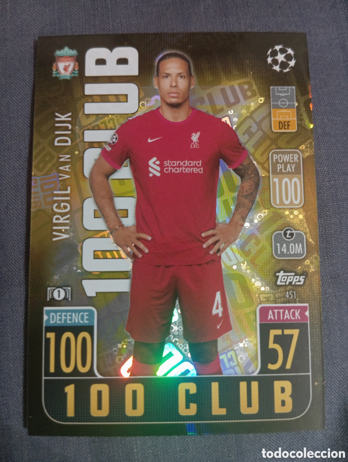 Trading cards: Virgil van Dijk Liverpool 100 CLUB 451 / MATCH ATTAX 2021/2022