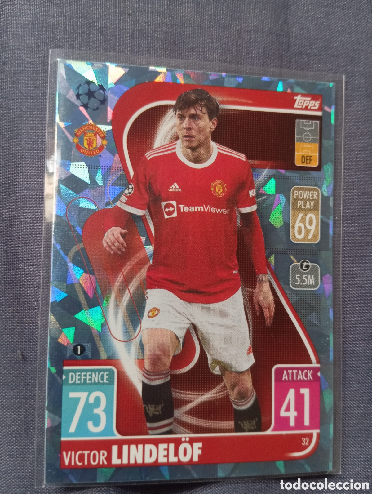 Trading cards: Victor Lindel&ouml;f Manchester United CRYSTAL 32 / MATCH ATTAX 2021/2022