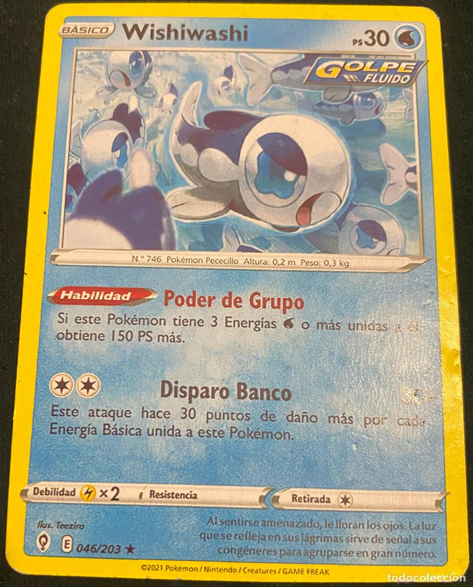 Trading cards: Trading card de Pok&eacute;mon. Wishiwashi. 046 / 203. Colecci&oacute;n 2021. Edici&oacute;n en espa&ntilde;ol. Buen estado.