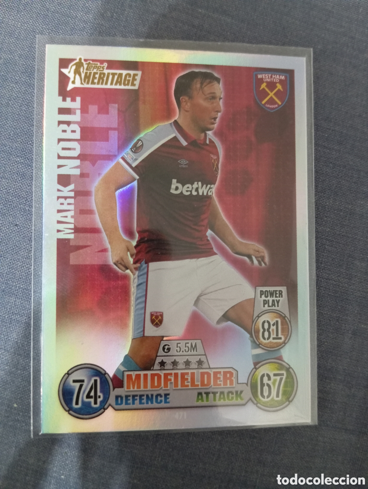 Trading cards: Mark Noble West Ham United HERITAGE 471 / MATCH ATTAX 2021/2022