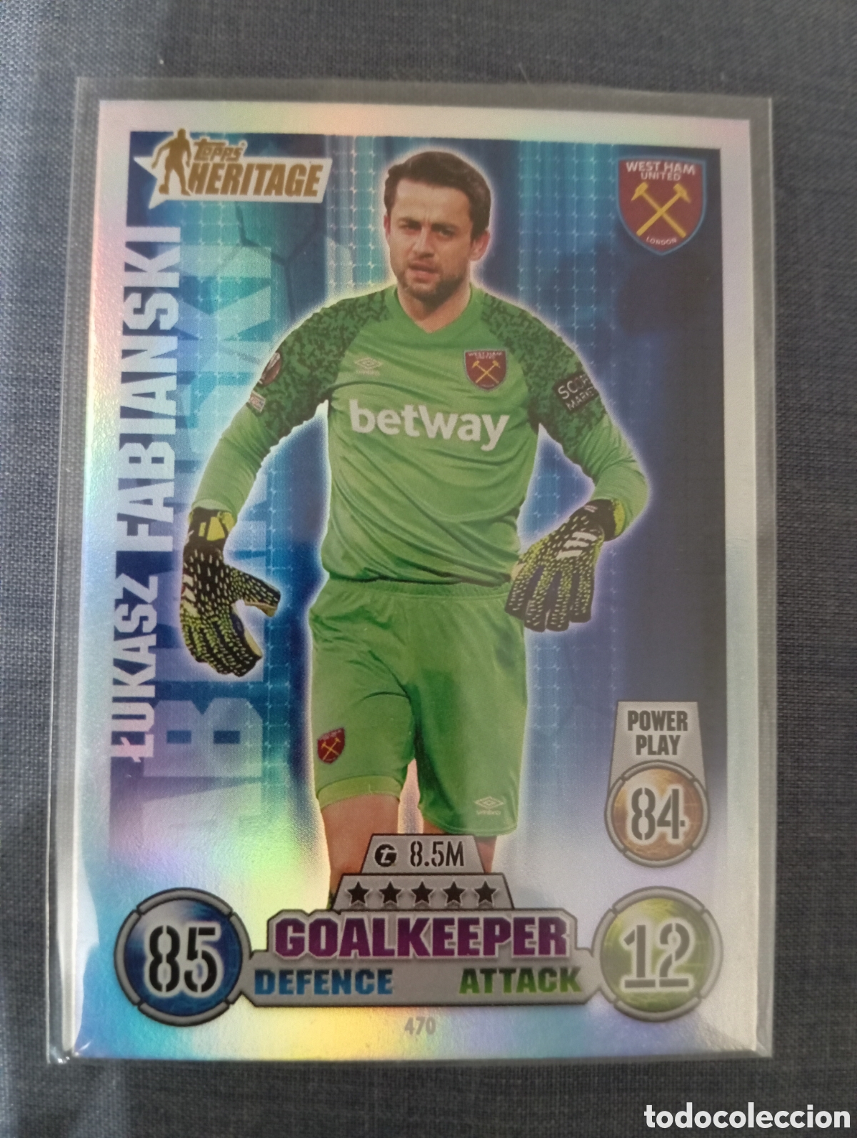 Trading cards: Fabianski West Ham United HERITAGE 470 / MATCH ATTAX 2021/2022